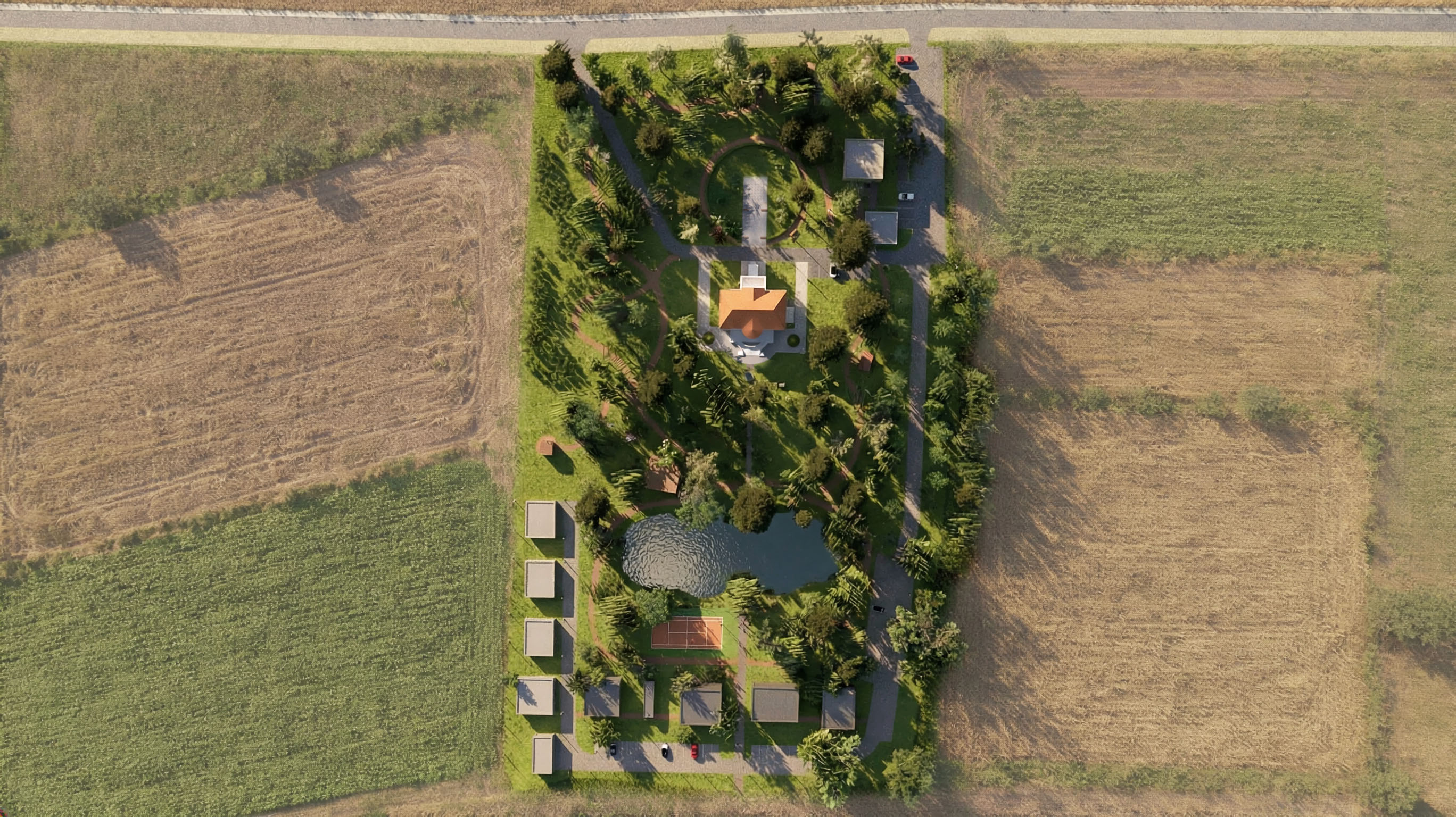 Panorama kompleksu z parkiem